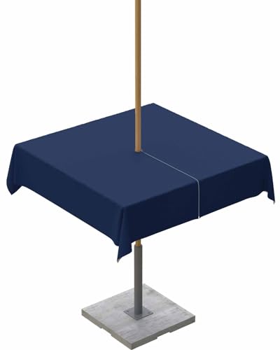 Lsrtoss Marineblaue Outdoor-Tischdecke mit Schirmloch und Reißverschluss, modern, quadratisch, 137 x 137 cm, Terrassentischabdeckung, wasserdichte Tischdecke für Picknick/Party von Lsrtoss