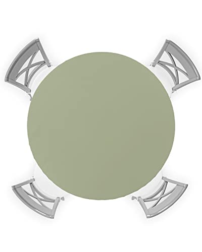 Lsrtoss Runde Tischdecke, passend für runde Tische mit Gummizug für 114,3 - 137,2 cm runde Tische, Bauernhaus, Salbeigrün, Dekor-Tischdecke, für drinnen und draußen, Dinning Party, wasserdichte von Lsrtoss