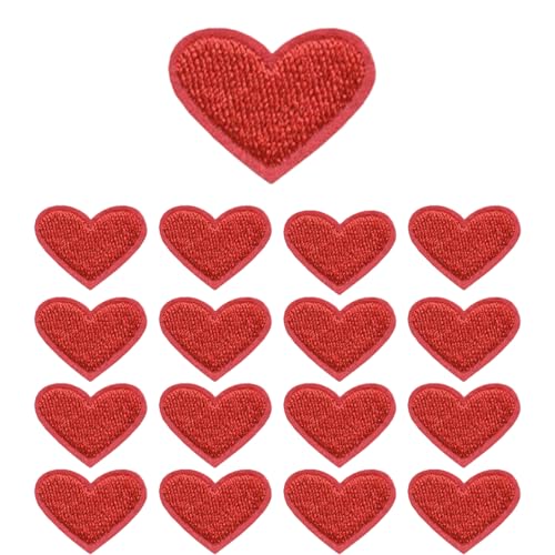 Lsydgn 48 Stück Rote Herz Patches Zum Aufbügeln, 2.5x2cm Aufnäher Zum Aufbügeln, Rote Gestickte Flicken Aufbügelflicken Bügelbilder, Dekorative Flicken Für Kleidung, Hosen, Rucksäcke, Hüte, Jeans von Lsydgn