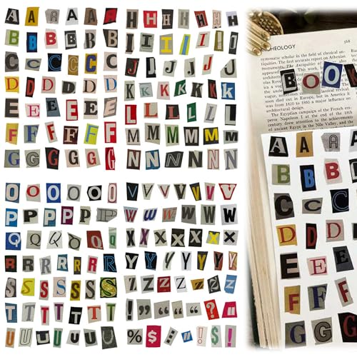 4 Blätter Selbstklebende Buchstaben Aufkleber, 181 Stück, Retro Buchstaben Aufkleber, Scrapbook Stickers, Dekorative Aufkleber, zum Aufkleben Journaling Scrapbooking Fotoalbum von Ltsbaed