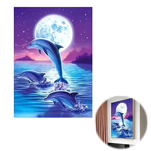 5D Delfin Diamond Painting Kits Ltsbaed Mehrfarbig Diamant Painting Bilder DIY Diamond Painting Erwachsene 30*40cm Diamant Malerei Kits Diamant Painting Geschenke für Kinder Erwachsene Home Wand Décor von Ltsbaed