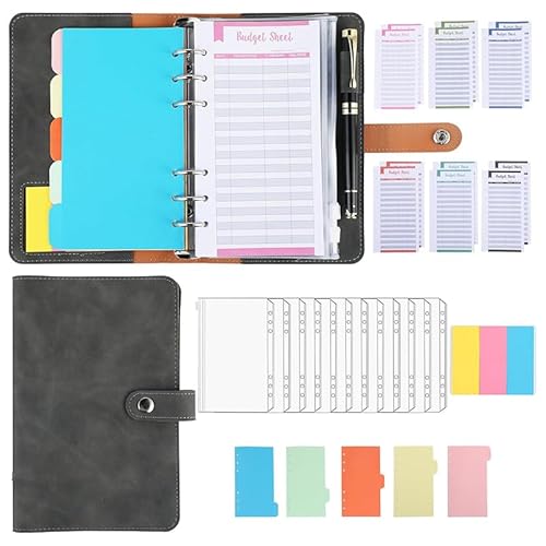 A6 Leder Budget Ordner mit Budget Blatt, Aufbewahrungstasche, Trennwand und Haftnotizen für Finanzplanung und Management, geeignet für Reisearbeit und Organisatoren, Geschenke für Mädchen und Jungen A6 Leder Budget Ordner mit Budget Blatt, Aufbewahrungstasche, Trennwand und Haftnotizen für Finanzplanung und Management, geeignet für Reisearbeit und Organisatoren, Geschenke für Mädchen und Jungen von Ltstor