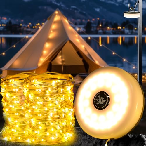 LuJasi Camping Lichterkette Aufrollbar 10M, Tragbare USB Wiederaufladbare Campinglampe 2000mAH Taschenlampe Wasserdichte Outdoor Lichterkette Magnetisch für Außen Zelt Wander Hof Deko LuJasi Camping Lichterkette Aufrollbar 10M, Tragbare USB Wiederaufladbare Campinglampe 2000mAH Taschenlampe Wasserdichte Outdoor Lichterkette Magnetisch für Außen Zelt Wander Hof Deko von LuJasi