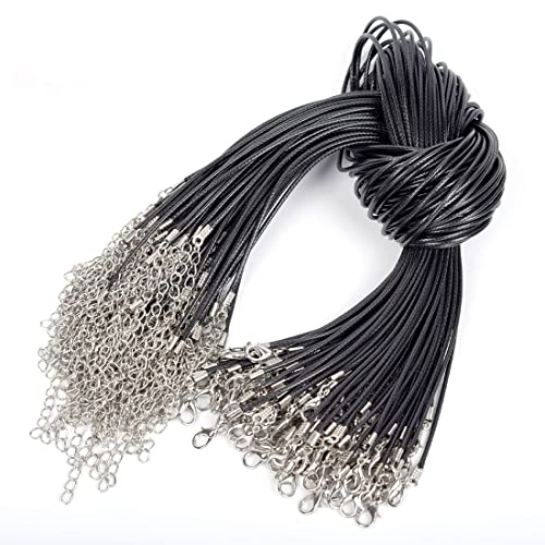 LuLiyLdJ 30 Stück schwarze gewachste Halskettenschnur, 2 mm geflochtene Halskettenkette mit Karabinerschnalle, 43,2 cm lange Halskette für DIY-Schmuckherstellung, Armbandperlenzubehör LuLiyLdJ 30 Stück schwarze gewachste Halskettenschnur, 2 mm geflochtene Halskettenkette mit Karabinerschnalle, 43,2 cm lange Halskette für DIY-Schmuckherstellung, Armbandperlenzubehör von LuLiyLdJ