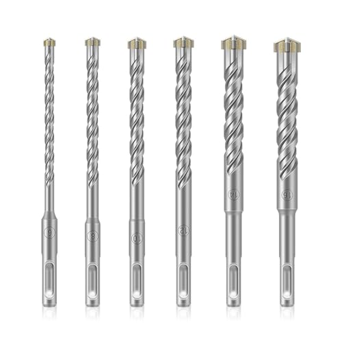 Hammerbohrer, SDS Plus Wolframkarbid, 6-16 mm x 160 mm, verschiedene Größen, für Betonsteine, 1/6 Stück (6 Stück, 160 mm) von LuMOUzhou