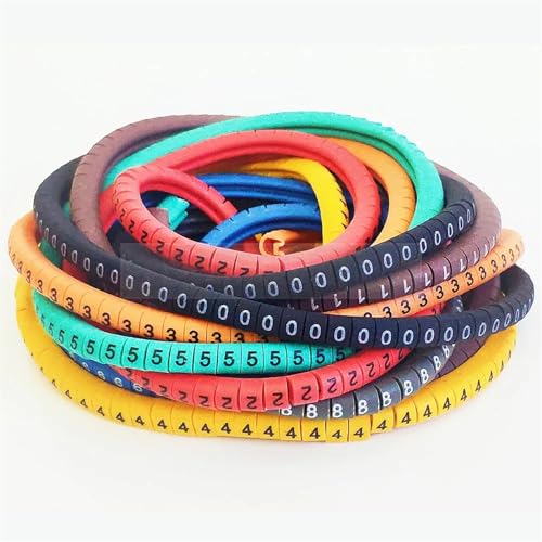 Kabelmarkierer Etiketten für Kabelmarkierung Mehrfarbig 500 Stück Zahlen 0-9 (Ec 2 1000 Stück Color) von LuMOUzhou