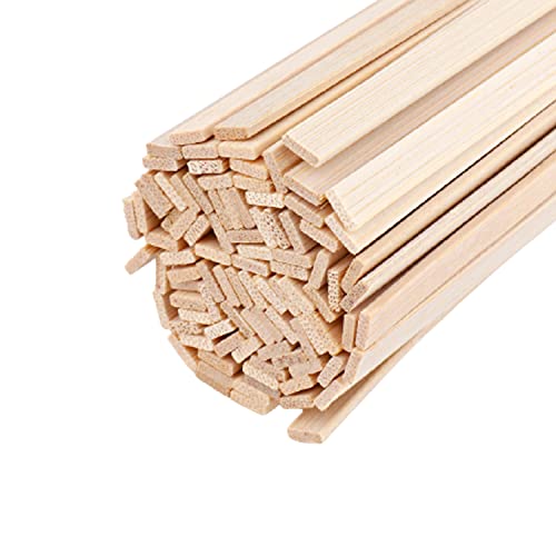 LuMOUzhou 100 Stück Holzdübel Vierkantstäbe Bambus Bastelstäbe for Heimwerkerprojekte und Modellbau(2x7x300mm) von LuMOUzhou