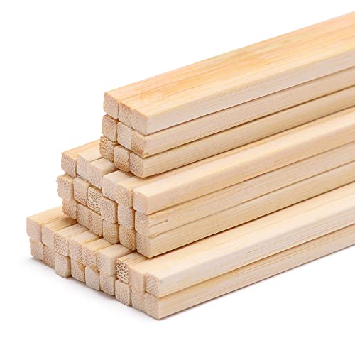 LuMOUzhou Bambusstäbe Quadrat 4x4x300mm Premium Holzdübel Vierkantstäbe(50Pcs) von LuMOUzhou