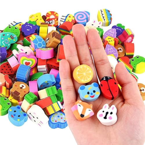 150 Stück Mini-Radiergummis für Kinder, niedlicher Tier-Radiergummi, Neuheit, Mini-Radiergummi, perfekte Geschenke für Studenten, Hausaufgaben-Belohnungen, Partygeschenke (zufälliger Stil) von Lubgitsr