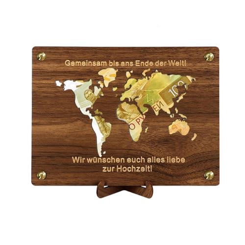 Holz Geburtstag Geld Geschenkkarten, Lustiges Kreatives Geldgeschenk Geburtstag Dekorativ, Happy Birthday Grußkarte Clip Dual Use Kreatives Geschenk (Weltkarte) von Lubsmuns