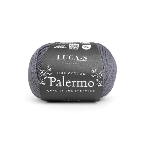 Luca-S Palermo 100 % mercerisiertes Baumwollgarn, Öko-Tex-zertifizierte Gizeh-Baumwolle, 50 g (1,8 oz) 125 m (136 Yards) - Strick- und Häkelgarn, strapazierfähige Amigurumi- & Baby-Projekt-Baumwolle von Luca-S Yarns