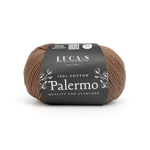 Luca-S Palermo 100 % mercerisiertes Baumwollgarn, Öko-Tex-zertifizierte Gizeh-Baumwolle, 50 g (1,8 oz) 125 m (136 Yards) - Strick- und Häkelgarn, strapazierfähige Amigurumi- & Baby-Projekt-Baumwolle von Luca-S Yarns