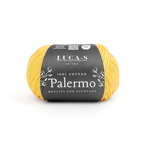 Luca-S Palermo 100 % mercerisiertes Baumwollgarn, Öko-Tex-zertifizierte Gizeh-Baumwolle, 50 g (1,8 oz) 125 m (136 Yards) - Strick- und Häkelgarn, strapazierfähige Amigurumi- & Baby-Projekt-Baumwolle von Luca-S Yarns