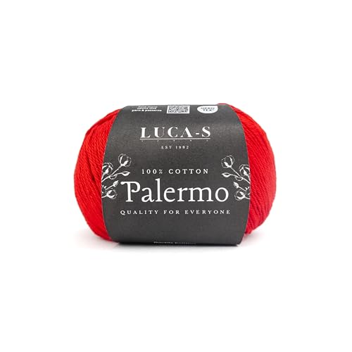Luca-S Palermo 100 % mercerisiertes Baumwollgarn, Öko-Tex-zertifizierte Gizeh-Baumwolle, 50 g (1,8 oz) 125 m (136 Yards) - Strick- und Häkelgarn, strapazierfähige Amigurumi- & Baby-Projekt-Baumwolle von Luca-S Yarns