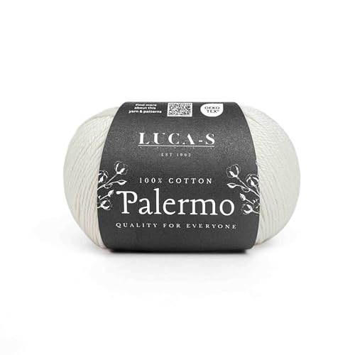 Luca-S Palermo 100 % mercerisiertes Baumwollgarn, Öko-Tex-zertifizierte Gizeh-Baumwolle, 50 g (1,8 oz) 125 m (136 Yards) - Strick- und Häkelgarn, strapazierfähige Amigurumi- & Baby-Projekt-Baumwolle von Luca-S Yarns