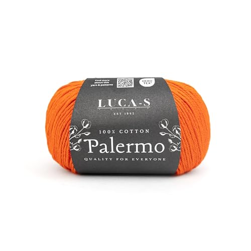 Luca-S Palermo 100 % mercerisiertes Baumwollgarn, Öko-Tex-zertifizierte Gizeh-Baumwolle, 50 g (1,8 oz) 125 m (136 Yards) - Strick- und Häkelgarn, strapazierfähige Amigurumi- & Baby-Projekt-Baumwolle von Luca-S Yarns