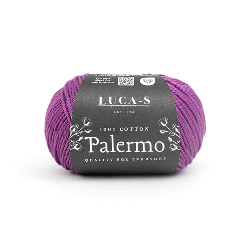 Luca-S Palermo 100 % mercerisiertes Baumwollgarn, Öko-Tex-zertifizierte Gizeh-Baumwolle, 50 g (1,8 oz) 125 m (136 Yards) - Strick- und Häkelgarn, strapazierfähige Amigurumi- & Baby-Projekt-Baumwolle von Luca-S Yarns