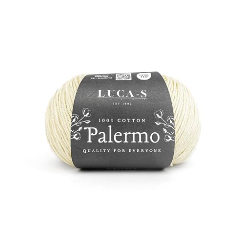 Luca-S Palermo 100 % mercerisiertes Baumwollgarn, Öko-Tex-zertifizierte Gizeh-Baumwolle, 50 g (1,8 oz) 125 m (136 Yards) - Strick- und Häkelgarn, strapazierfähige Amigurumi- & Baby-Projekt-Baumwolle von Luca-S Yarns