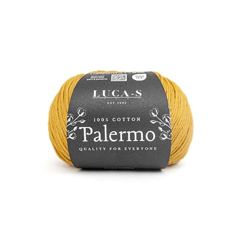 Luca-S Palermo 100 % mercerisiertes Baumwollgarn, Öko-Tex-zertifizierte Gizeh-Baumwolle, 50 g (1,8 oz) 125 m (136 Yards) - Strick- und Häkelgarn, strapazierfähige Amigurumi- & Baby-Projekt-Baumwolle von Luca-S Yarns