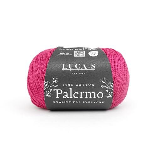 Luca-S Palermo 100 % mercerisiertes Baumwollgarn, Öko-Tex-zertifizierte Gizeh-Baumwolle, 50 g (1,8 oz) 125 m (136 Yards) - Strick- und Häkelgarn, strapazierfähige Amigurumi- & Baby-Projekt-Baumwolle von Luca-S Yarns