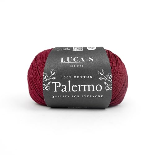 Luca-S Palermo 100 % mercerisiertes Baumwollgarn, Öko-Tex-zertifizierte Gizeh-Baumwolle, 50 g (1,8 oz) 125 m (136 Yards) - Strick- und Häkelgarn, strapazierfähige Amigurumi- & Baby-Projekt-Baumwolle von Luca-S Yarns