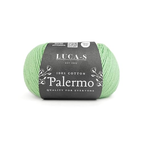 Luca-S Palermo 100 % mercerisiertes Baumwollgarn, Öko-Tex-zertifizierte Gizeh-Baumwolle, 50 g (1,8 oz) 125 m (136 Yards) - Strick- und Häkelgarn, strapazierfähige Amigurumi- & Baby-Projekt-Baumwolle von Luca-S Yarns