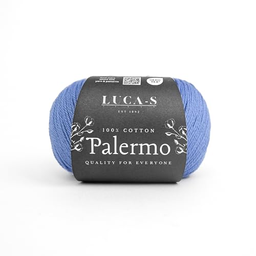 Luca-S Palermo 100 % mercerisiertes Baumwollgarn, Öko-Tex-zertifizierte Gizeh-Baumwolle, 50 g (1,8 oz) 125 m (136 Yards) - Strick- und Häkelgarn, strapazierfähige Amigurumi- & Baby-Projekt-Baumwolle von Luca-S Yarns