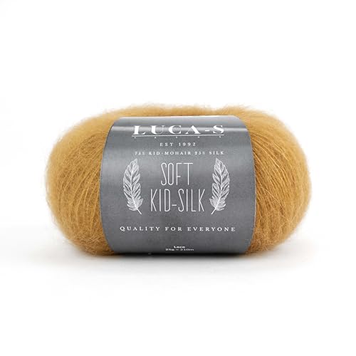 Soft Kid Mohair & Silk Garn zum Stricken & Häkeln, 75% Mohair 25% Seide, 25g, 210m Flauschiges weiches Garn Soft Kid Mohair & Silk Garn zum Stricken & Häkeln, 75% Mohair 25% Seide, 25g, 210m Flauschiges weiches Garn von Luca-S Yarns