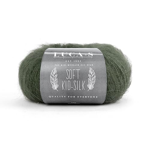 Soft Kid Mohair & Silk Garn zum Stricken & Häkeln, 75% Mohair 25% Seide, 25g, 210m Flauschiges weiches Garn von Luca-S Yarns