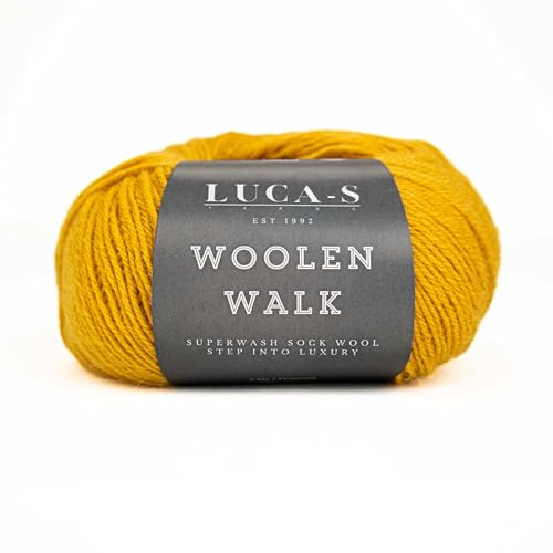 Superwash Sockenwolle zum Stricken, 4-fädig Sockengarn aus 75% reiner Wolle - 25% Polymid, 50g Sockenhandstrickgarn von Luca-S Yarns