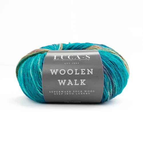 Superwash Sockenwolle zum Stricken, 4-fädig Sockengarn aus 75% reiner Wolle - 25% Polymid, 50g Sockenhandstrickgarn von Luca-S Yarns