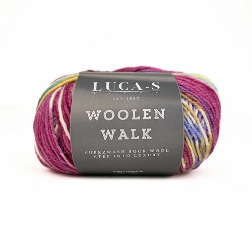 Superwash Sockenwolle zum Stricken, 4-fädig Sockengarn aus 75% reiner Wolle - 25% Polymid, 50g Sockenhandstrickgarn von Luca-S Yarns