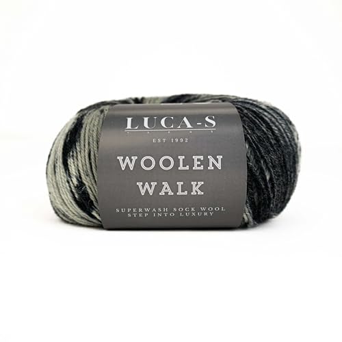 Superwash Sockenwolle zum Stricken, 4-fädig Sockengarn aus 75% reiner Wolle - 25% Polymid, 50g Sockenhandstrickgarn von Luca-S Yarns