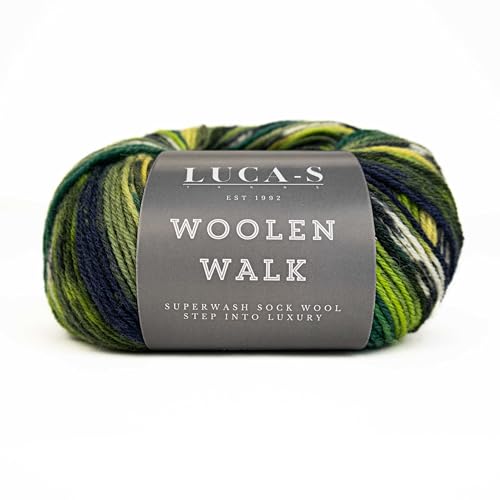Superwash Sockenwolle zum Stricken, 4-fädig Sockengarn aus 75% reiner Wolle - 25% Polymid, 50g Sockenhandstrickgarn von Luca-S Yarns