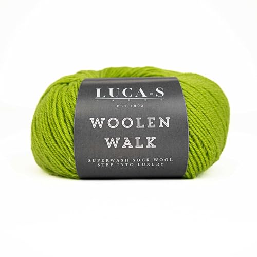Superwash Sockenwolle zum Stricken, 4-fädig Sockengarn aus 75% reiner Wolle - 25% Polymid, 50g Sockenhandstrickgarn von Luca-S Yarns