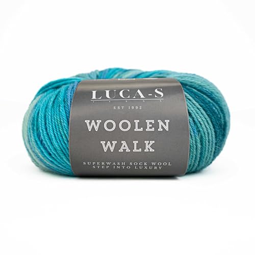 Superwash Sockenwolle zum Stricken, 4-fädig Sockengarn aus 75% reiner Wolle - 25% Polymid, 50g Sockenhandstrickgarn von Luca-S Yarns