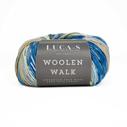 Superwash Sockenwolle zum Stricken, 4-fädig Sockengarn aus 75% reiner Wolle - 25% Polymid, 50g Sockenhandstrickgarn von Luca-S Yarns