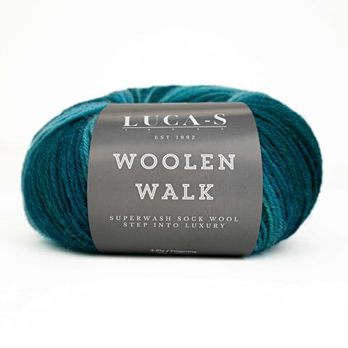 Superwash Sockenwolle zum Stricken, 4-fädig Sockengarn aus 75% reiner Wolle - 25% Polymid, 50g Sockenhandstrickgarn von Luca-S Yarns