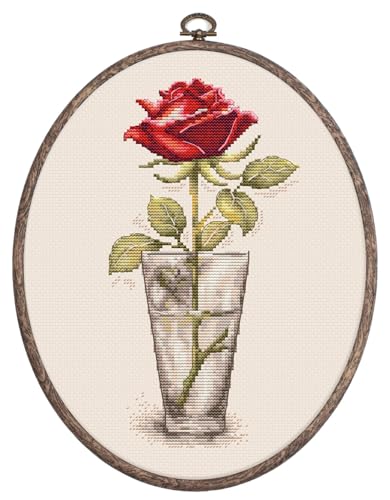 Kreuzstich Stickpackung mit Stickrahmen Rose Mister Lincoln Zählmuster Kreuzstich Stickpackung mit Stickrahmen Rose Mister Lincoln Zählmuster von Luca-S