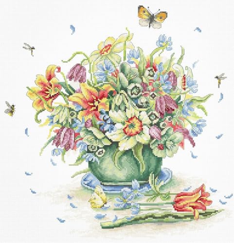 Kreuzstichmuster Luca-S Gold – April Bouquet, P7000 von Luca-S