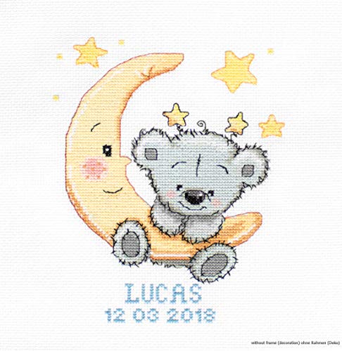 Luca-S B1146 Lucas zur Geburt Junge Kreuzstichset, Baumwolle, mehrfarbig, 13x16,5cm von Luca-S
