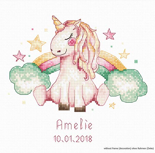 Luca-S B1151 Einhorn und Regenbogen zur Geburt Mädchen Kreuzstichset, Baumwolle, mehrfarbig, 15x14,5cm Luca-S B1151 Einhorn und Regenbogen zur Geburt Mädchen Kreuzstichset, Baumwolle, mehrfarbig, 15x14,5cm von LUCAS