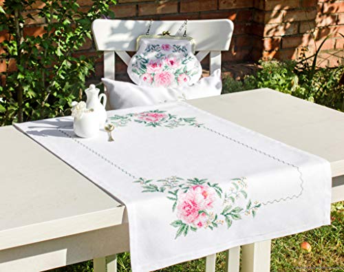Luca-S FM009 Pfingstrosen Kreuzstichset Tischläufer, Baumwolle, mehrfarbig, 75x46cm Luca-S FM009 Pfingstrosen Kreuzstichset Tischläufer, Baumwolle, mehrfarbig, 75x46cm von LUCAS