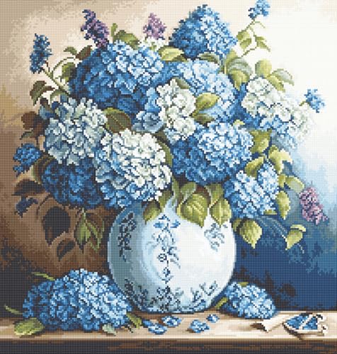 Luca-S Gobelin Stickpackung Vase mit Hortensien Zählmuster von Luca-S