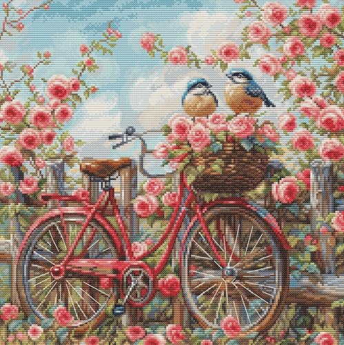 Luca-S Kreuzstich Stickpackung Fahrrad mit Rosen, Zählmuster Luca-S Kreuzstich Stickpackung Fahrrad mit Rosen, Zählmuster von Luca-S