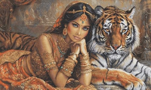 Luca-S Kreuzstich Stickpackung Gold Collection Die indische Prinzessin und der königliche Tiger, Zählmuster, Waldtiere Luca-S Kreuzstich Stickpackung Gold Collection Die indische Prinzessin und der königliche Tiger, Zählmuster, Waldtiere von Luca-S