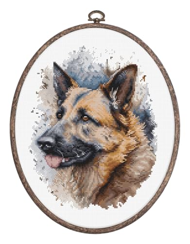 Luca-S Kreuzstich Stickpackung mit Stickrahmen Der Deutsche Schäferhund Zählmuster von Luca-S