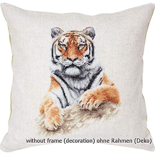 Luca-S PB131 Tiger Kreuzstichkissen, Baumwolle, mehrfarbig, 40x40cm von Luca-S