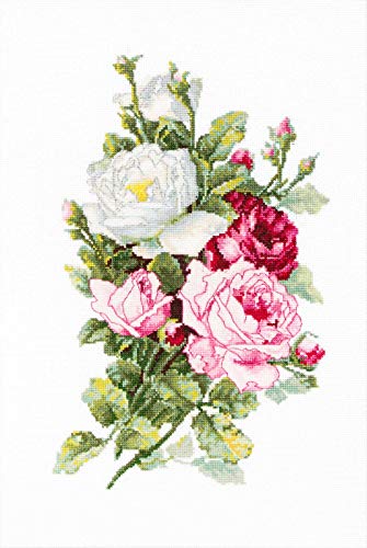 Luca-S Strauß Rosen Kreuzstichset, Baumwolle, Mehrfarbig, 21,5x33,5cm von Luca-S