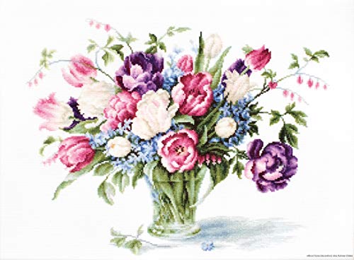 Luca-S Tulpen Kreuzstichset, Baumwolle, Mehrfarbig, 33,5x26cm Luca-S Tulpen Kreuzstichset, Baumwolle, Mehrfarbig, 33,5x26cm von LUCAS